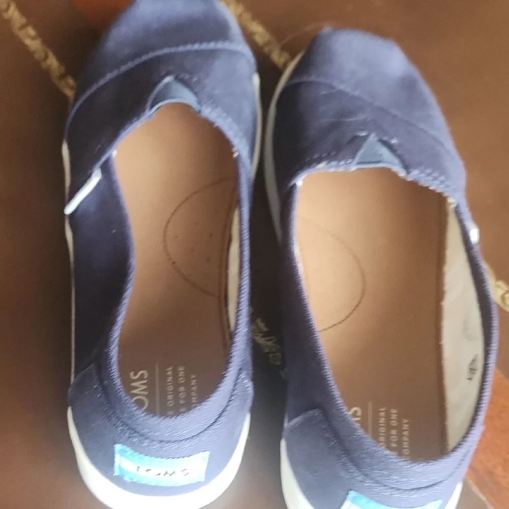 TOMS Women's Canvas Slip-On Moccasins — Navy Blue